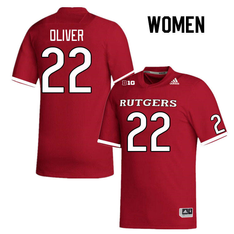 Women #22 Raeden Oliver Rutgers Scarlet Knights College Football Jerseys Stitched Sale-Scarlet